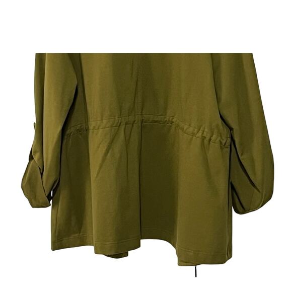 H by Halston Womens Plus Size 1X Knit Cinch Waist Roll Tab Knit Jacket Green - Picture 9 of 13